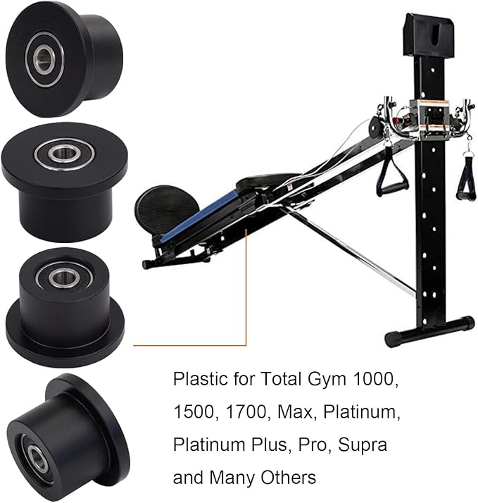 Total Gym 1700 Club Wheels/Rollers Qty for 4 Models 1000 1100, 1400, 1500, 1600, 1700, 1800, 1900, Achiever, Force, Gold, Max, Platinum, Platinum Plus, Pro, Supra, Supreme, Ultima, Ultra, XLI