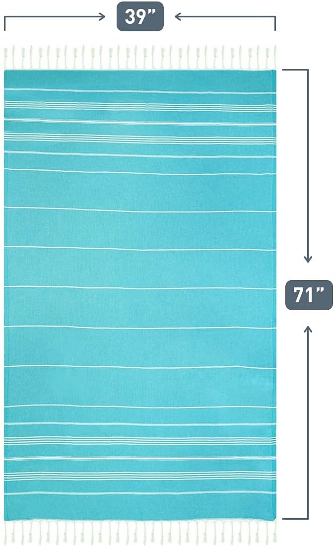 HAVLULAND Turkish Beach Towel Pack of 6 – 100% Cotton Beach Towels Bulk 72 x 40'' – Oversized, Quick Dry & Sand Free Beach Towel – Lightweight Turkish Bath Towels Set