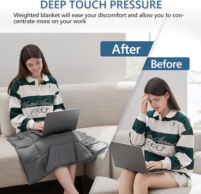 L'AGRATY Weighted Lap Blanket 5lb: Small Weighted Blanket for Adults Portable Travel - Cooling Pad for Relaxation Sleeping - Cozy Washable All-Season (29" x 24")