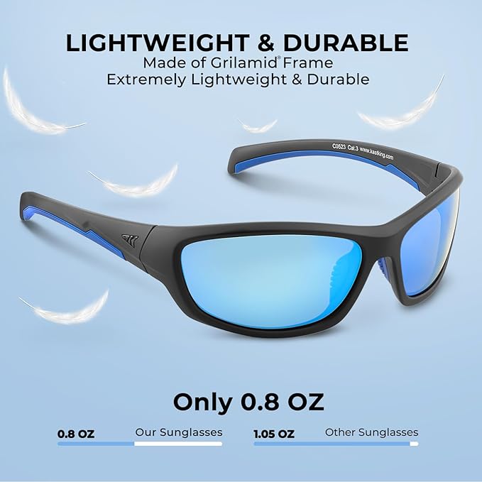 KastKing Hiwassee Polarized Sport Sunglasses for Men and Women, Wrap Sunglasses for Fishing Cycling and Running,UV Protection