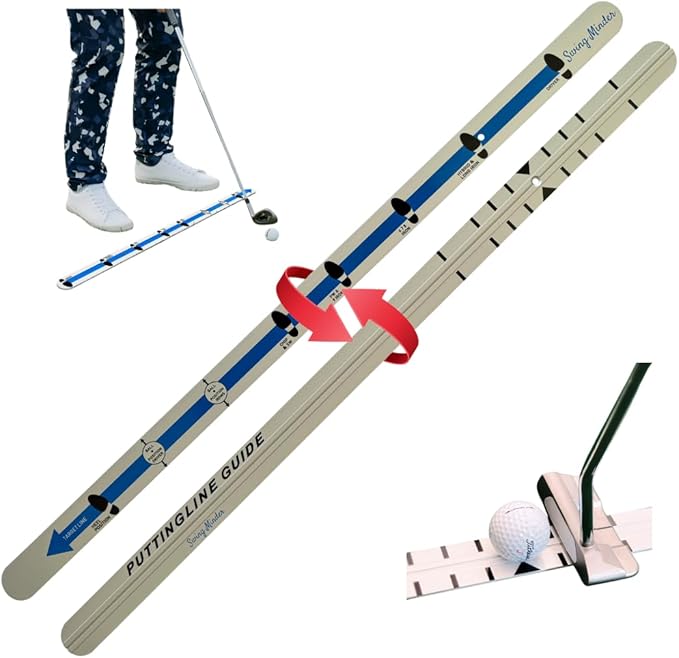 Putting Rail & Golf Stance Training Aid 2-in-1 | Golf Alignment & Putting Ruler 36 Inches with Carrying Case