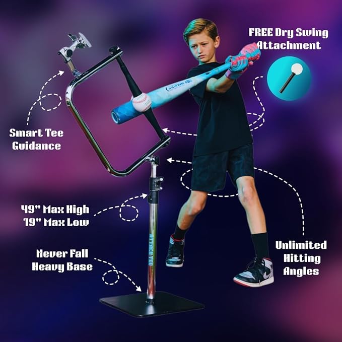 Baseball and Softball Batting Swing Trainer, Attack Tee Helps Master Your Own Perfect Swing Path with AI App Swing Trainer, Perfect for Softball or Baseball Batting