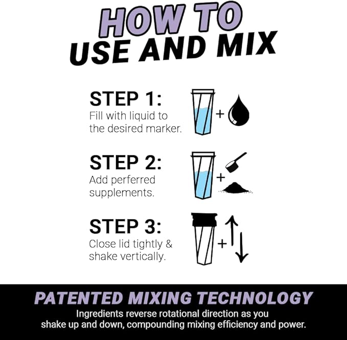 HELIMIX 2.0 Vortex Blender Shaker Bottle Holds upto 28oz | No Blending Ball or Whisk | USA Made | Portable Pre Workout Whey Protein Drink Shaker Cup | Mixes Cocktails Smoothies Shakes | Top Rack Safe
