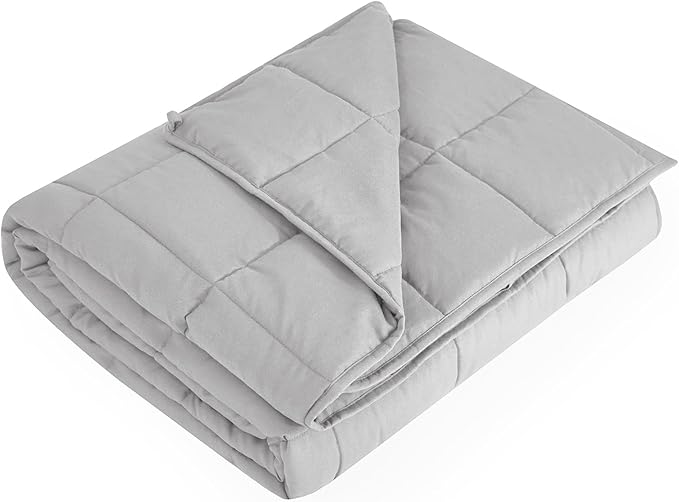 L'AGRATY Weighted Blanket - 60"x80" 15lbs Cooling Breathable Heavy Blanket Microfiber Material with Glass Beads Big for Adult All-Season Summer Fall Winter Soft Thick Comfort Blanket