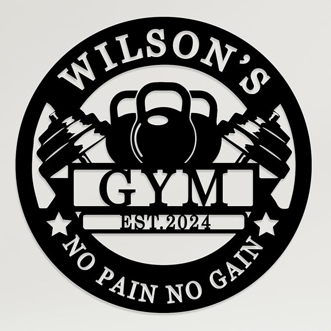 Personalized Motivational Gym Wall Art, Custom Monogram Decor, Vintage Metal Sign for Home Gym, Room Decor
