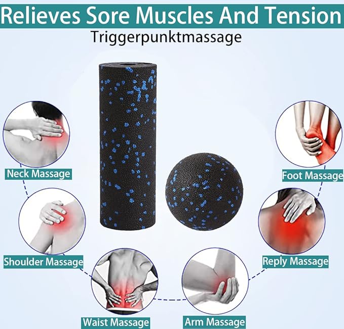 Mini Foam Roller - Muscle Massage Rollers for Trigger Point Therapy, Myofascial Release, Deep Tissue Fitness Massage & Relax Tight Muscles, Peanut Ball