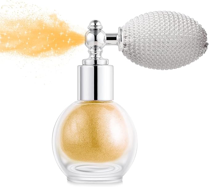 Hair and Body Glitter Spray, Holographic Glitter Highlighter Powder, Face Body Clothes Shiny Glitter, Loose Shimmer Hairspray Festival Rave Prom Accessories (Gold)