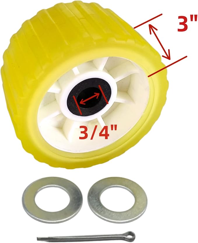 4 Pcs 5" X 3" Boat Trailer Wobble Rollers Polyurethane Mounting Hole Diameter 3/4"