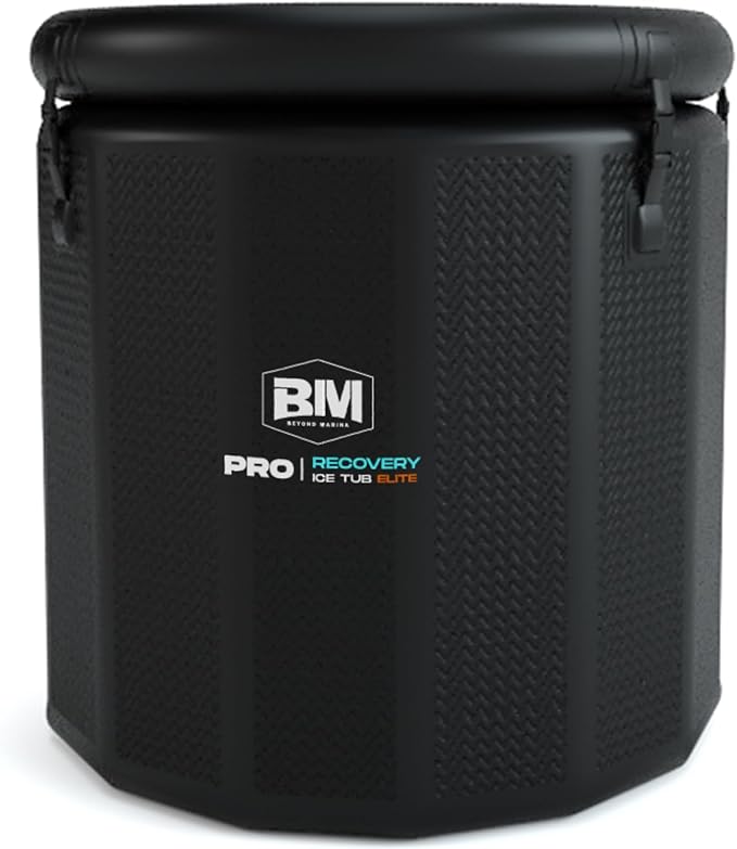 Inflatable Ice Bath Tub for Athletes - Cold Plunge Tub Compatible Water Chiller, Insulated Lid, EVA Groundsheet, Backpack, 130 Gallon, 39" L x 39" W x 35.4" H