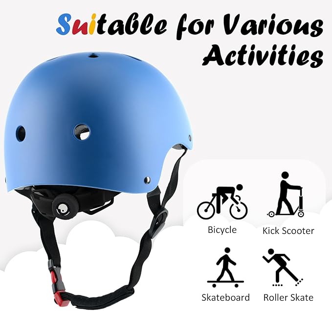 Kids Bike Helmet, Adjustable and Multi-Sport, from Toddler to Youth, 3 Sizes