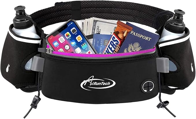 AiRunTech Hydration Running Belt with Water Bottle, Running Fanny Pack for Phone and Wallet Holder, Running Bag Runners Essentials Accessories Marathon Triathlon Walking Jogging Gear Gift