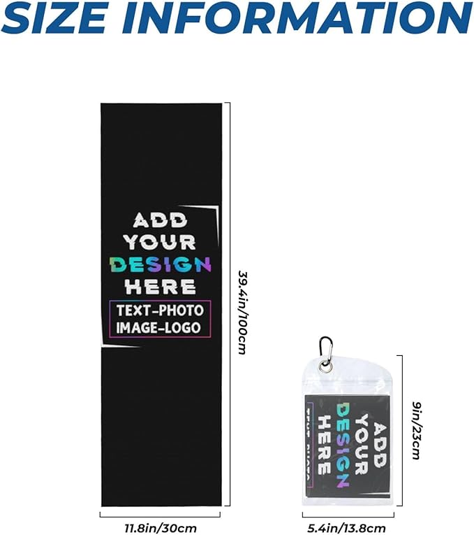 Custom 1-100PCS Cooling Sports Towel, Personalized Photo Logo Soft Cold Exercise Towel for Neck and Face Customized Quick-Drying Cooling Wrap Fitness Workout Sweat Towel 12"x40" (2)