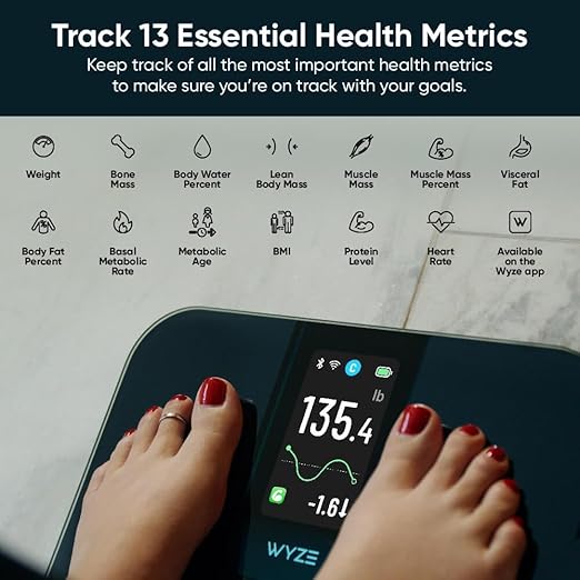 Smart Scale Ultra with 4.3" Color Display, Digital Scale for Body Weight BMI Muscle Mass, Heart Rate Monitor, Wi-Fi & Bluetooth Weight Scale with Baby/Pet/Luggage Mode, 400lbs, Black