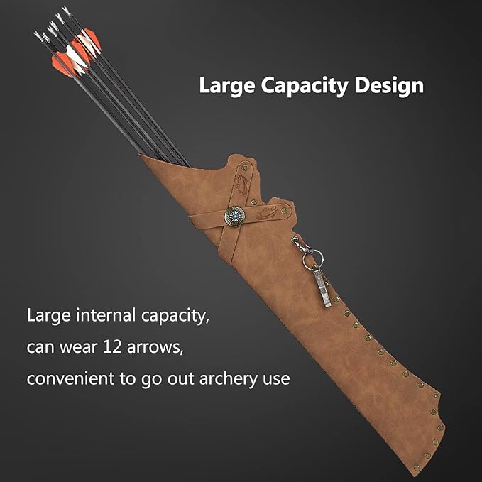 Arrow Quiver Hip Quiver for Arrows Waist Hanged Arrow Holder Adjustable PU Leather Hip Arrows Bag