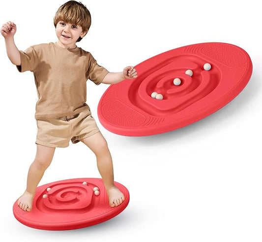 Balance Board for Kids with Maze - Plastic Wobble Board for Skiing Surfing Snowboard Training, Non-Slip Sensory Rocker Board for Toddlers 3-12, Core Strength Physical Therapy Equipment & Skateboard Balance Trainer