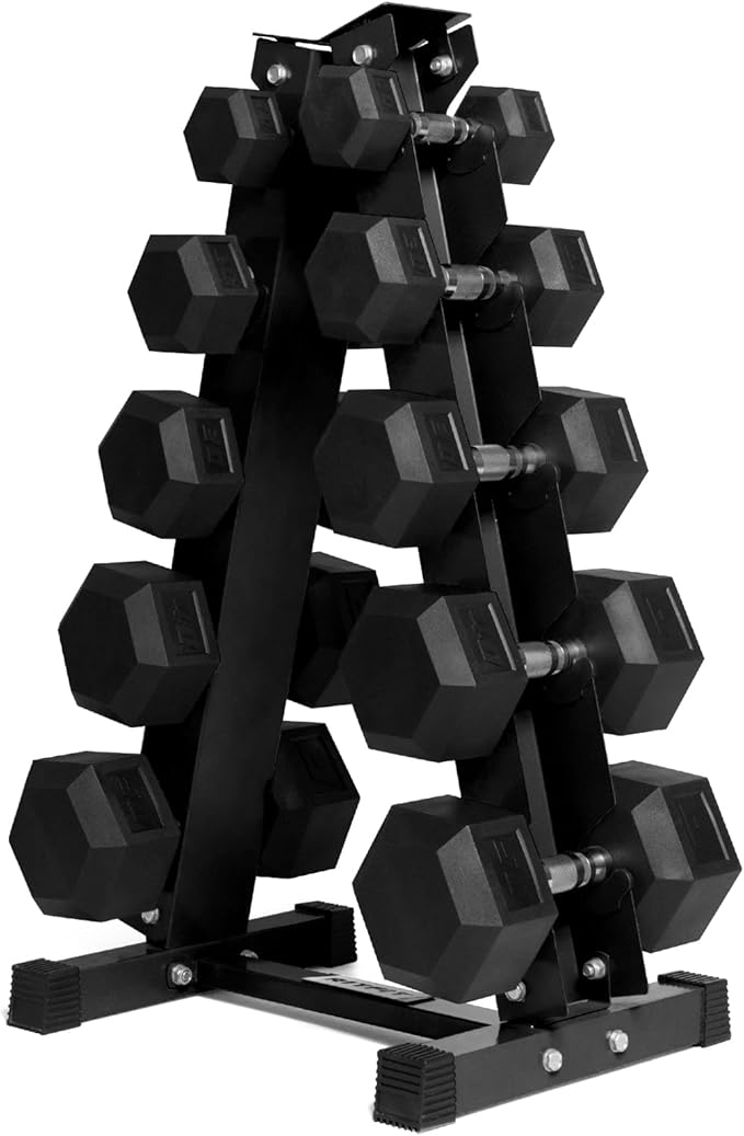 RitFit 5-650 LBS PVC Encased Hex Dumbbell Sets with Optional Rack for Home Gym, Hand weight with Chrome Handle for Strength Training, Workouts