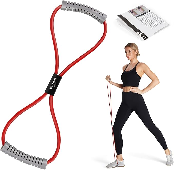 Resistance Band Figure 8 Exercise Cord, Fitness Resistance Bands with Handles, Exercise Tube Band for Arm and Shoulder Stretch