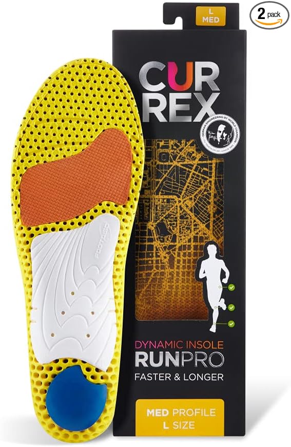CURREX RunPro Insoles for Running Shoes – Arch Support Inserts to Help Reduce Fatigue, Prevent Injuries & Boost Performance – for Men & Women – Medium Arch, Small