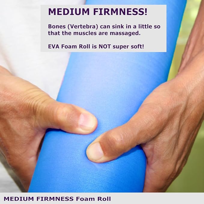 Foam Roller Back Leg Muscle Pain - Small Size Medium Density EVA Muscle Recovery Roll Ø3.75"x18" for Physical Therapy, Helps as Spine Cracker Stretcher