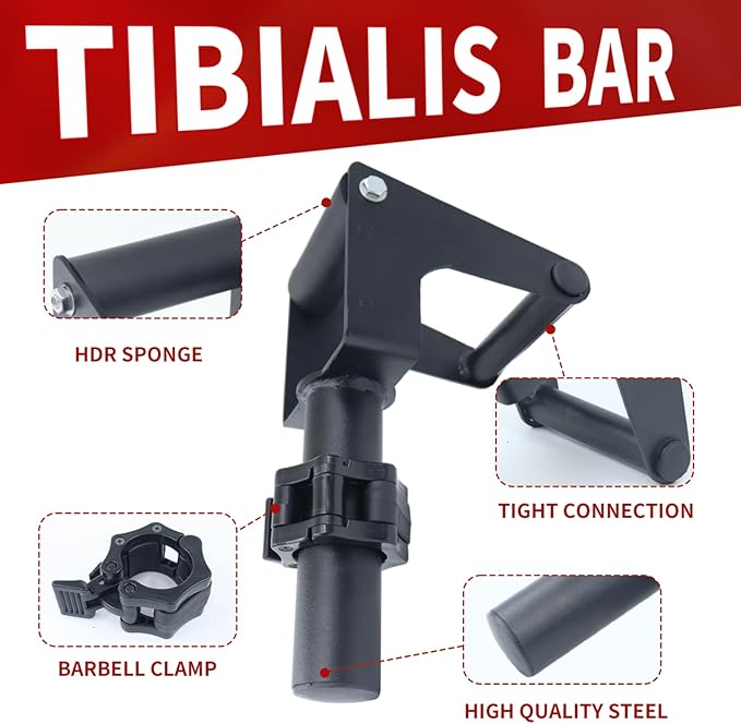 MARLANG Solo Tib Bar Tibialis Trainer Tibialis Bar Knees Over Toes Equipment Tibialis Raise Tibia Dorsi Calf Workout Machine Calves Workout Equipment Fit 2 Inch Weight Plates