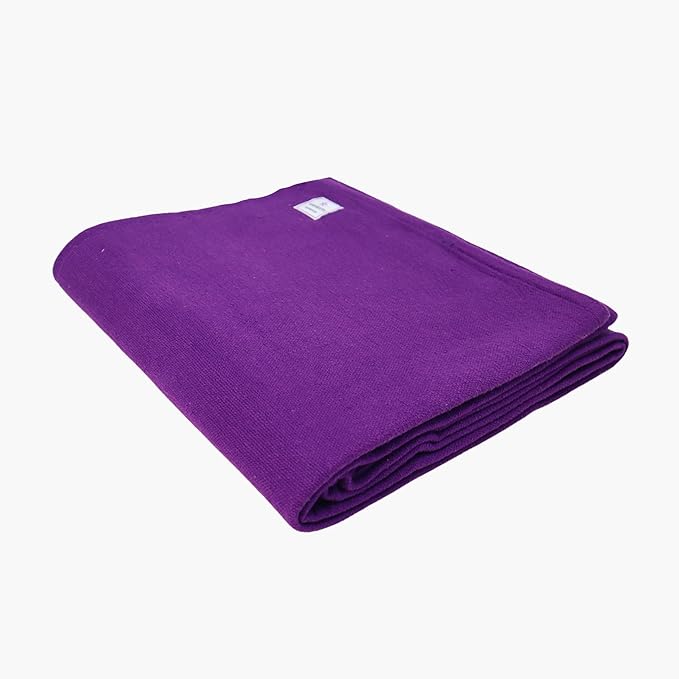 Yogikuti Iyengar Cotton Yoga Blanket Set of One – Thick Handwoven Yoga Blankets for Restorative Yoga, Meditation & Pranayama – Premium Cotton Yoga Blanket for Support & Comfort in Pranayama (Purple)