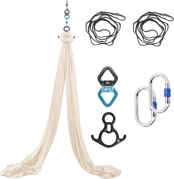 Aerial Silks Yoga Swing Set - 9/11 Yards Aerial Yoga Hammock Kit Anti-Gravity Flying for Fitness, Low/Non Stretch Nylon Tricot Fabric Hardware Included for Dance