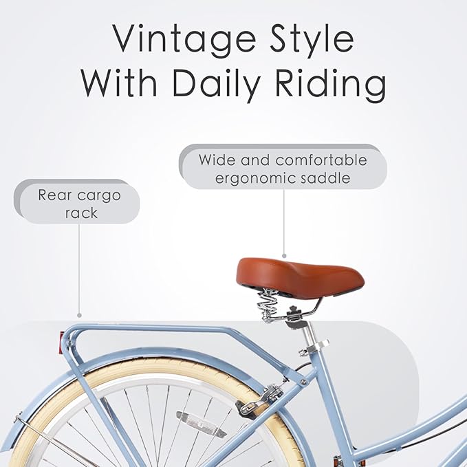 AVASTA Astrid Vela Hybrid Bike for Adult Women Female Lightweight Step Through 26 Inch High Tensile Steel Frame City Commuter Comfort Lady Bicycle, 6-Speed, Multiple Colors