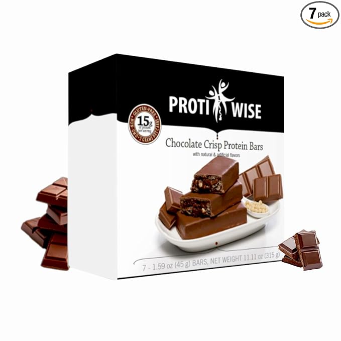 ProtiWise – Chocolate High Protein 15g Bar | 7/Box | Weight Loss, Diet, Keto Friendly, Meal Replacement | Gluten Free, Low Fat, Low Sugar