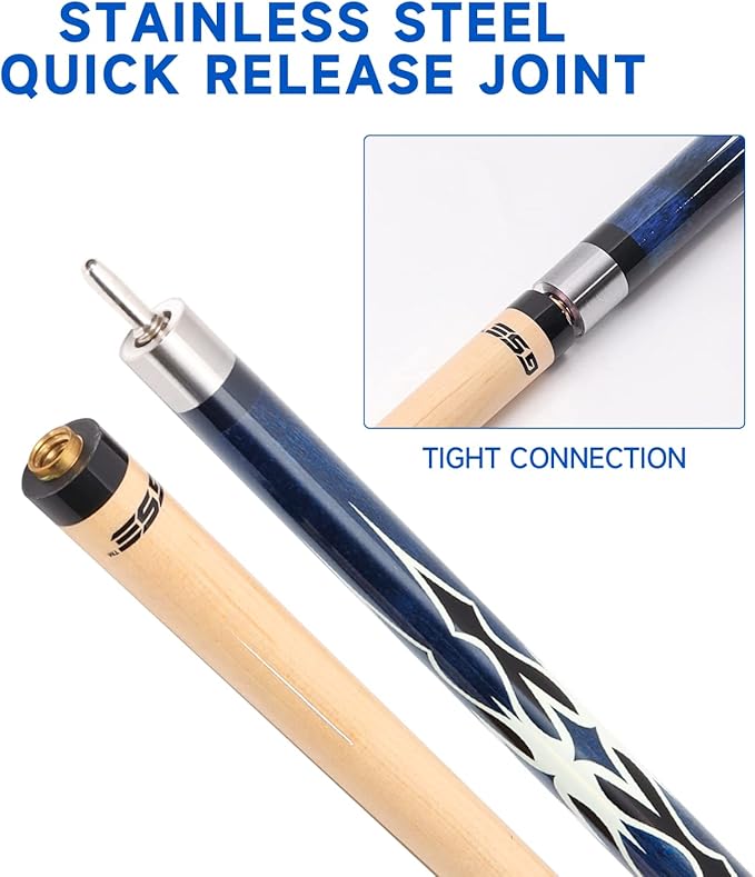 GSE Games & Sports Expert 58" 2-Piece Canadian Maple Hardwood Billiard Pool Cue Sticks for Men/Women, House or Commercial/Bar Use (Several Colors, Weight 18oz, 19oz, 20oz, 21oz Available)