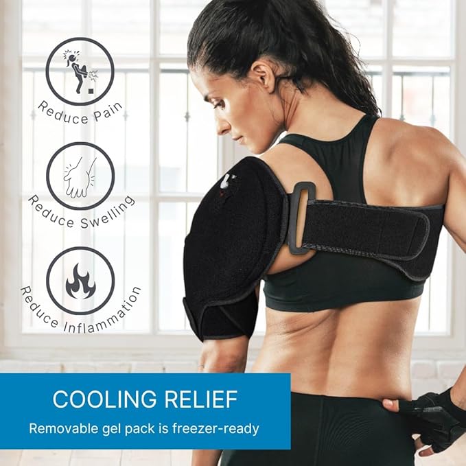 NatraCure Hot or Cold Therapy Shoulder Ice Pack Wrap, Shoulder Brace for Shoulder Pain Relief - (Heating Pad for Rotator Cuff Injuries, Surgery, Gym Injuries, Baseball, Pitching Injuries) - 6032