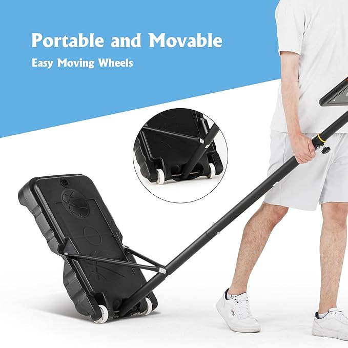 GORISE Portable Basketball Hoop for Home Outdoor Use, Adjustable Height, Shatterproof Backboard, for Daily Practice in Backyard or Garage Indoor Outdoor Backyard Pool