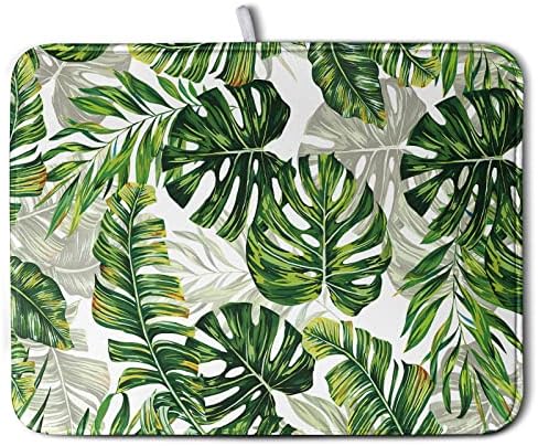 Tropical Palm Leaves Dish Drying Mat by Kwlegh