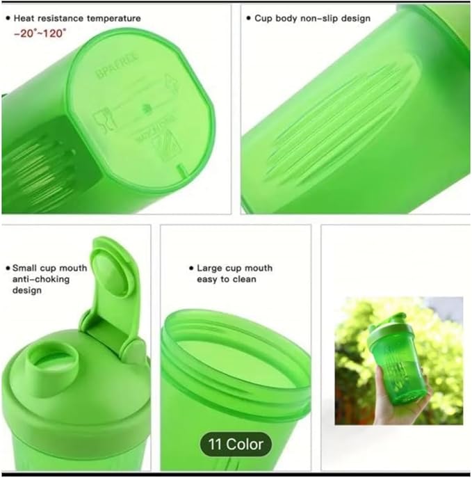 CHNLML Protein Shaker Bottle 400ML/16Oz w. Shaker Ball for Protein Shake, Shaker Bottle with Mixing Ball, Leak-Proof, BPA-Free, for Gym, Workout, Juice Mixer (Black/Clear Body, 16Oz-400ML-1Bottle)