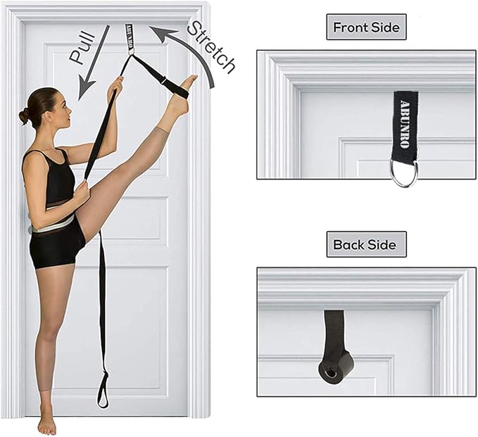 Stretching Strap with Door Anchor & Resistance Band – Improve Leg Stretch Flexibility for Splits, Ballet, Dance, Cheer, Yoga & Gymnastics - Home Leg Stretcher Trainer Equipment Stuff for All Levels