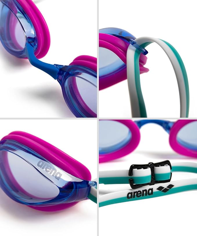 ARENA Unisex Python Racing Swim Goggles for Men and Women Anti-Fog No Leak Max Comfort Dual Strap, Mirror/Non-Mirror Lens