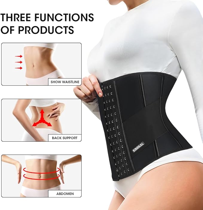 KIMIKAL Women Waist Trainer Corset Belt: Under Clothes Sport Tummy Control Long Torso Shapewear