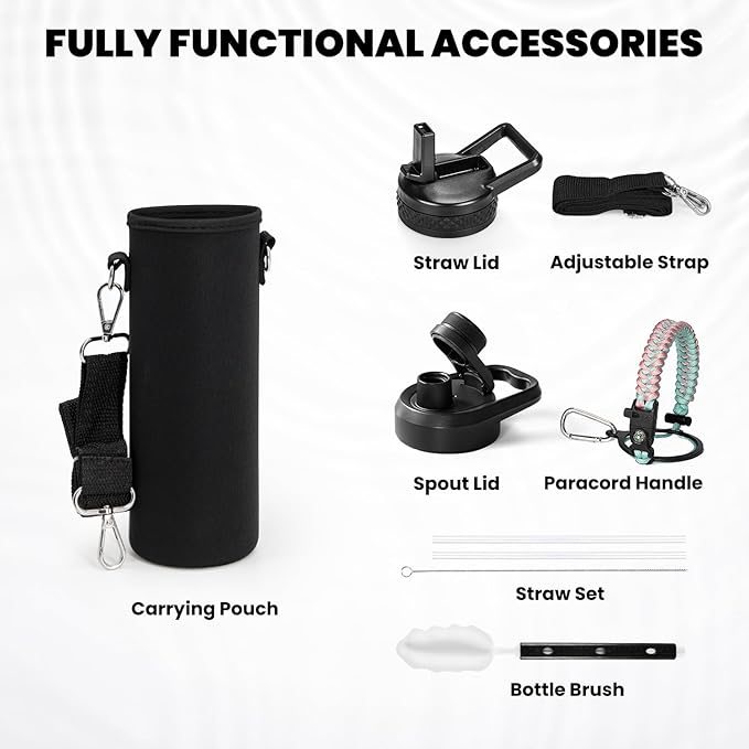 Insulated Water Bottle 20 oz, Triple Wall Vacuum Stainless Steel (Cold for 48 Hrs), Leak Proof & Non-BPA, Kids Water Bottle Jug for School with Straw Spout Lids, Hydrangea