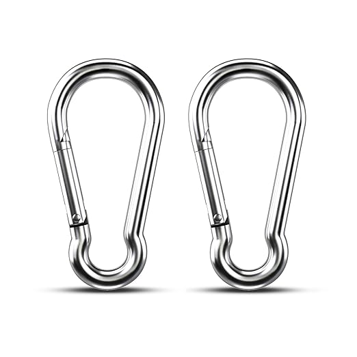 Large Carabiner Clip Hooks, 2pcs 5.5 inch Carabiners Heavy Duty, 304 Stainless Steel Spring Snap Hook Fits Camping Hanging Hiking Weight Lifting, Metal Clips for Rope or Chain