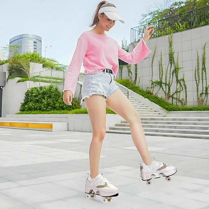 CHSSIH Roller Skate Shoes for Girls, Kids, Women, Men & Adults – Retractable Shoes with Wheels | Pop-Out High Roller Skating Shoes That Turn Into Sneaker Skates