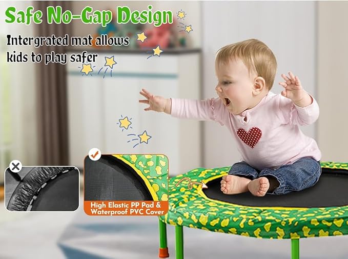 No-Gap 36" Mini Trampoline Toddler Trampoline with Handle for Kids, 36 inch Indoor Garden Small Kid Trampoline Baby Trampolines with Super Safe Cover for Toddlers Ages 2 to 5