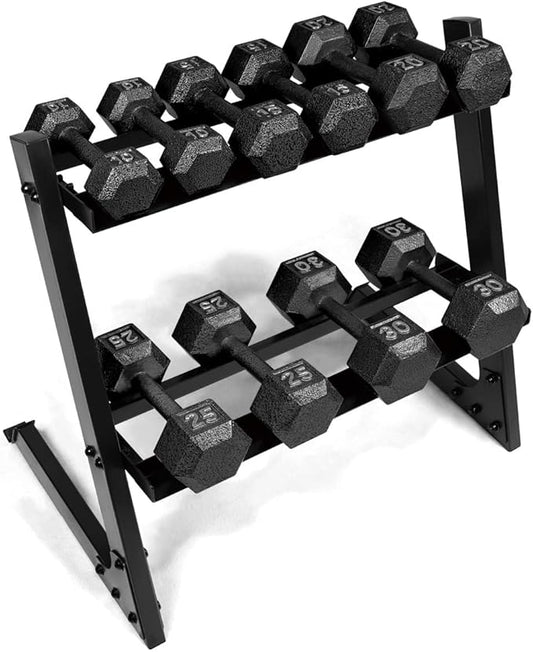 WF Athletic Supply 200Lb Dumbbell Set, 10-30Lb Dumbbell Set with Two-Tier Storage Rack for Muscle Toning, Strength Building & Weight Loss - Multiple Choices Available