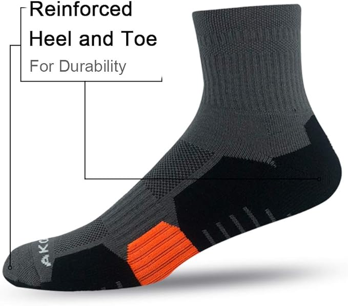 AKOENY Men's Performance Athletic Cushioned Quarter Ankle Socks (6 Pairs)
