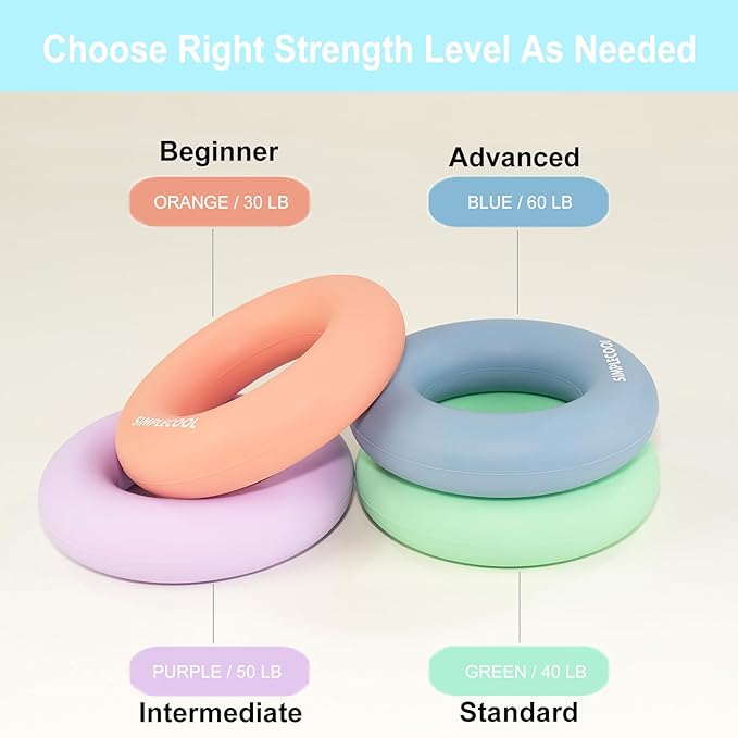 Grip Strength Trainer Hand Gripper Strengthener. Hand Finger Wrist Forearm Workout Exerciser for Strength Training Rock Climbing Athletes Rehabilitation Stress Relief. Silicone Rings 3.5 Inch.