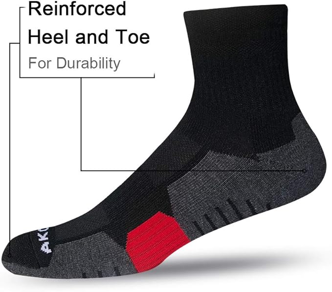 AKOENY Men's Performance Athletic Cushioned Quarter Ankle Socks (6 Pairs)