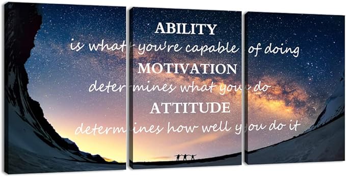 3 Panels Successful Inspirational Posters Quotes Wall Art Ability Modern Motivational Painting Picture Prints on Canvas Artwork Motto for Office Bedroom Decor Living Room Home Decor (60”Wx28”H)