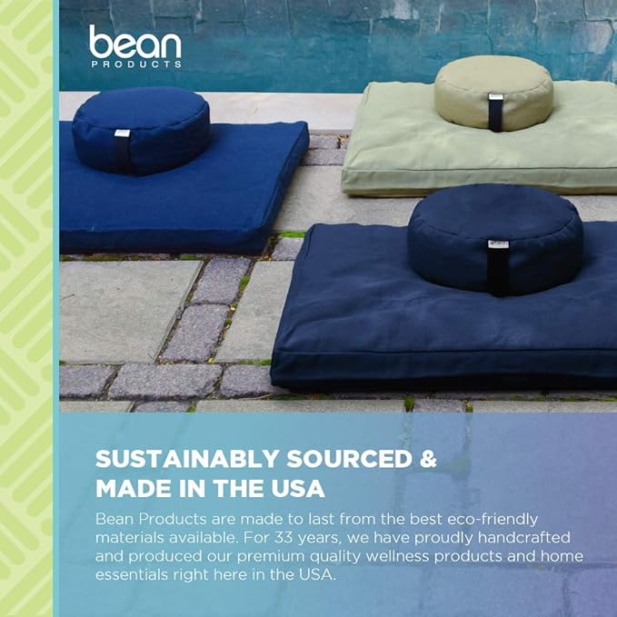 Bean Products Zafu Meditation Pillows for Sitting on Floor, Yoga Cushion, Cotton/Buckwheat Fill Yoga Pillow, Zafu Meditation Cushion, Zen Kneeling Prayer Pad- Made in USA - 14"x18" Oval - Tangerine