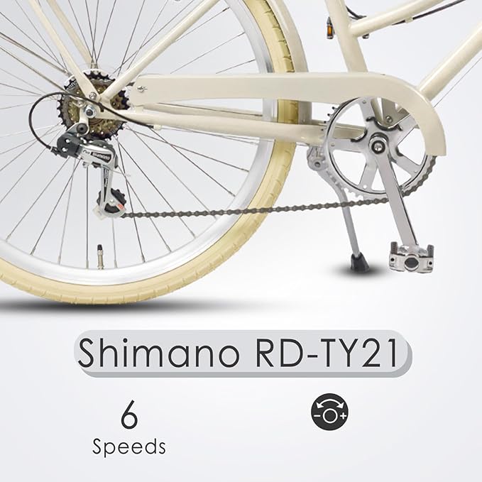 AVASTA Astrid Vela Hybrid Bike for Adult Women Female Lightweight Step Through 26 Inch High Tensile Steel Frame City Commuter Comfort Lady Bicycle, 6-Speed, Multiple Colors