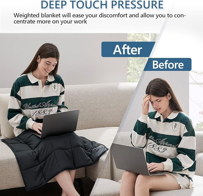 L'AGRATY Weighted Lap Blanket 7lb: Small Weighted Blankets for Adults Portable Travel - Cooling Pad Blanket for Relaxation Sleeping - Cozy Lap Washable All-Season(29" x 24")