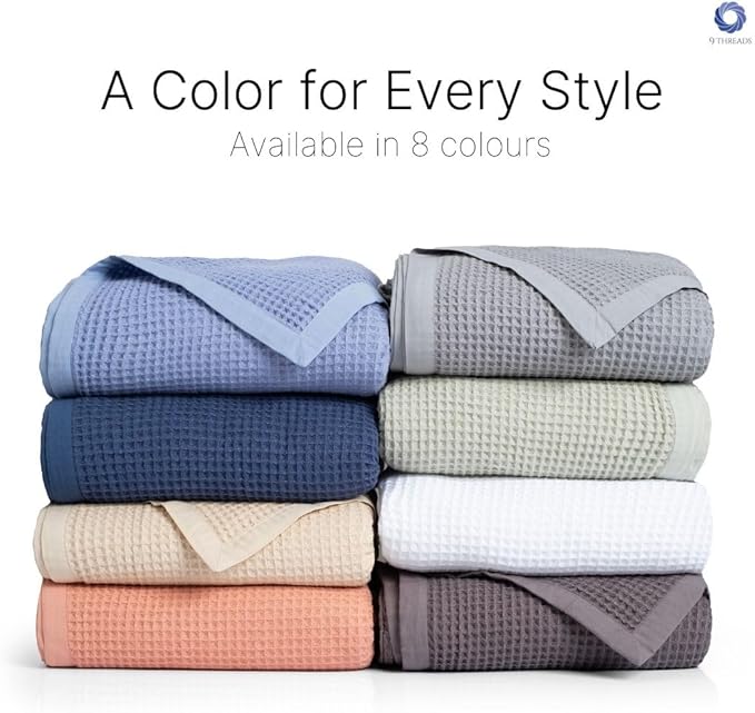 GOTS Certified Organic Cotton Waffle Weave Blanket, King Bed Blanket,108"X90" Cozy Throw Blanket for Couch, Modern Home Decor, Throw Blankets,Comfy Waffle Blanket, Soft Bed Blankets -Sun Bay
