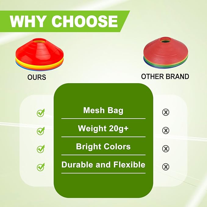 Ashsajkd(Set of 25/50/100 - Agility Soccer Cones with Carry Bag and for ， Football Cones for TrainingFootball, Basketball, Coaching, Agility Cones for Indoor and Outdoor Games